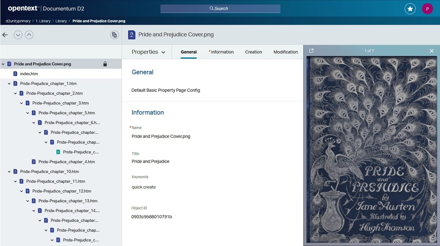 Screenshot of Documentum D2 managing virtual documents