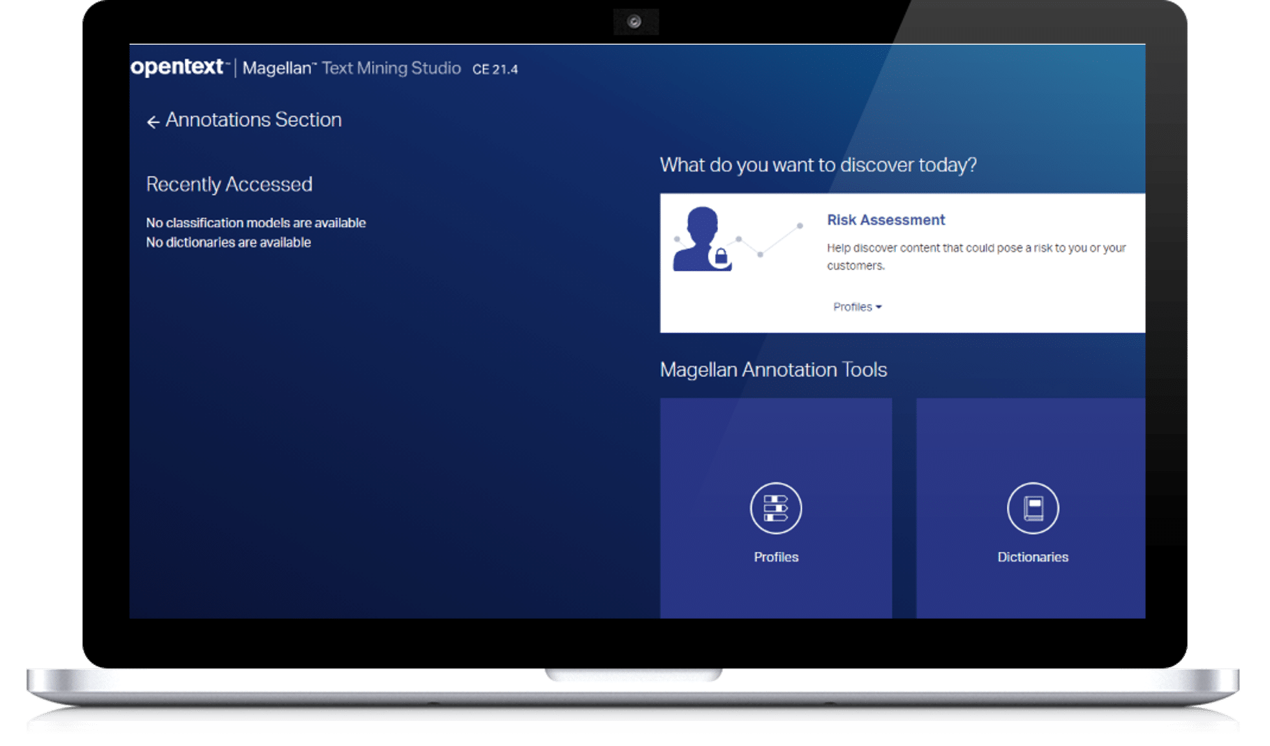 The self-service user interface for OpenText Magellan Text Mining.