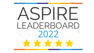 Image shows the Aspire Leaderboard 2022 logo along with five stars.