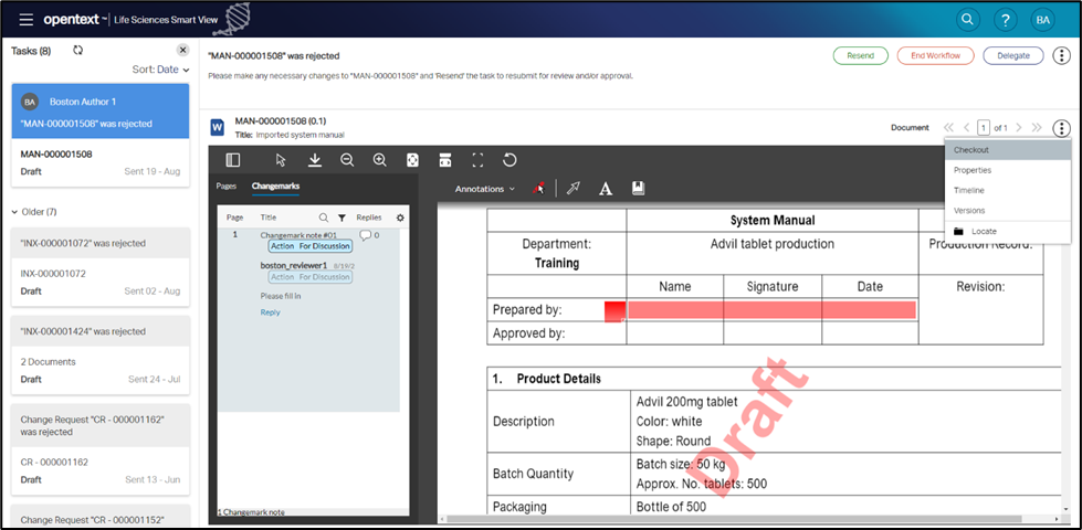 Authors checkout and revise the routed documents to address feedback from the review.