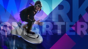 Decorative image of man riding a jet board