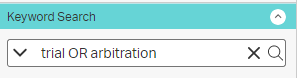 Screen image showing "Keyword Search" drop-down.