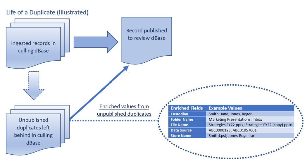 Chart illustrating flow in the life of a duplicate.