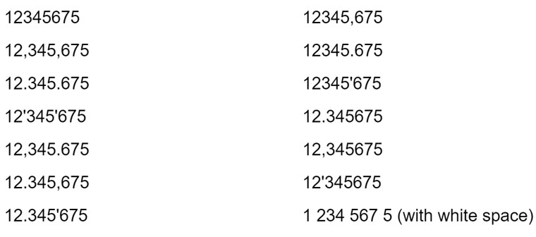 Image showing examples of Stemmed Search of Numeric Separators