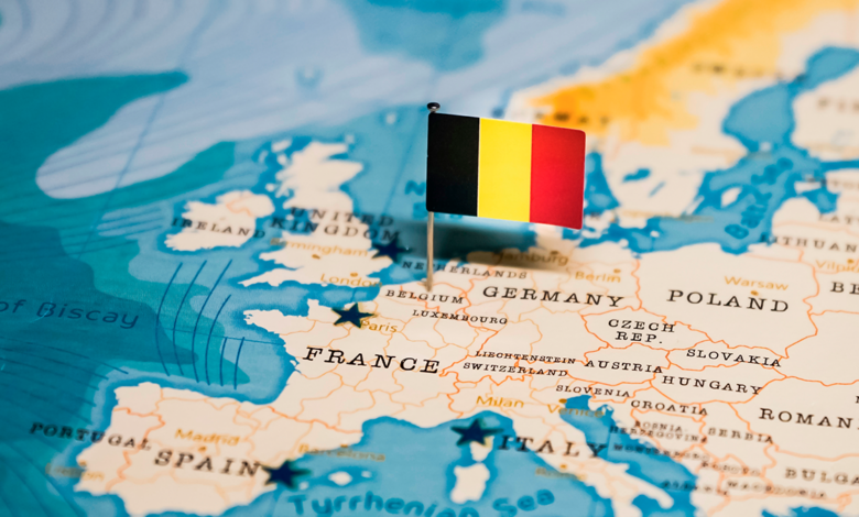 The is a map of Europe with the flag of Belgium depicting the area affected by the recent e-Invoicing mandates and updates
