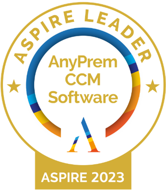 Aspire 2023 Leader badge for AnyPrem CCM Software.