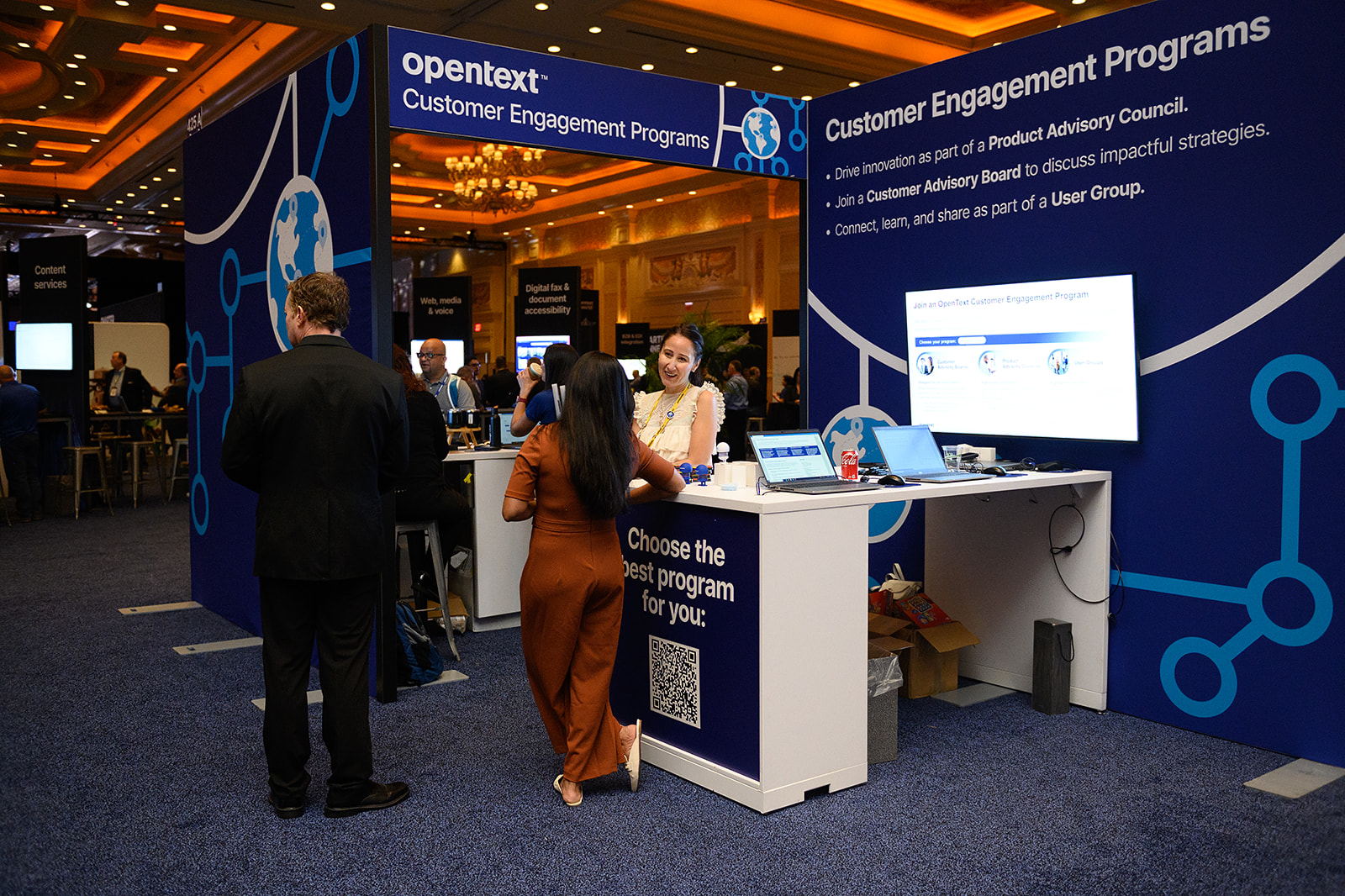 Photograph of the trade show floor at OpenText World 2023.