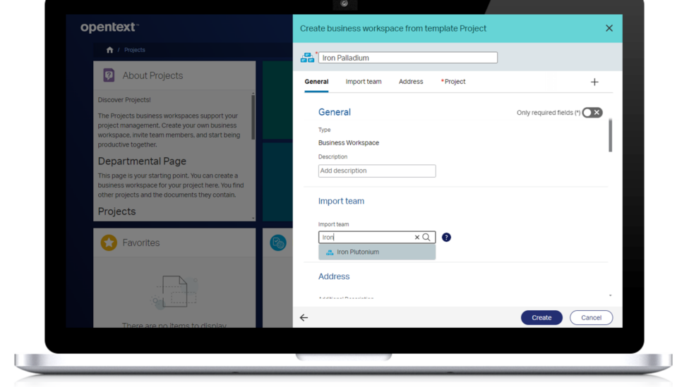 Reduce manual work by importing teams from a previous Business Workspace of the same type.