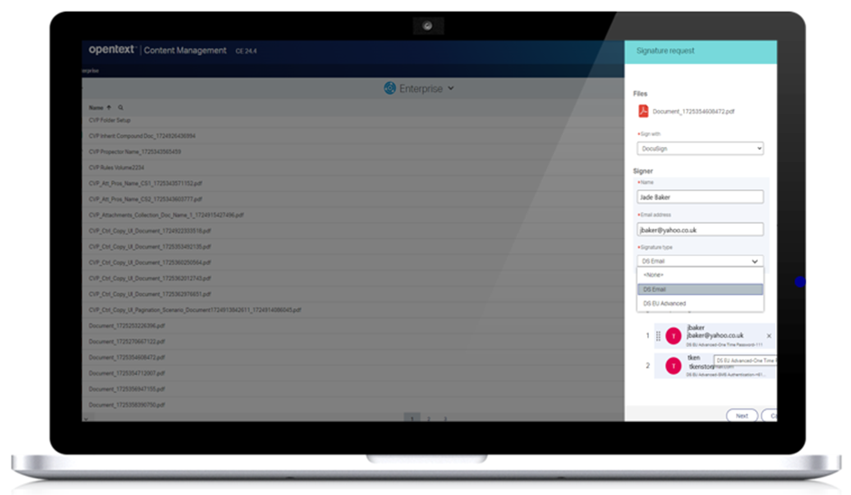 OpenText™ Content Management for Human Resources - Multiple e-signing authentication