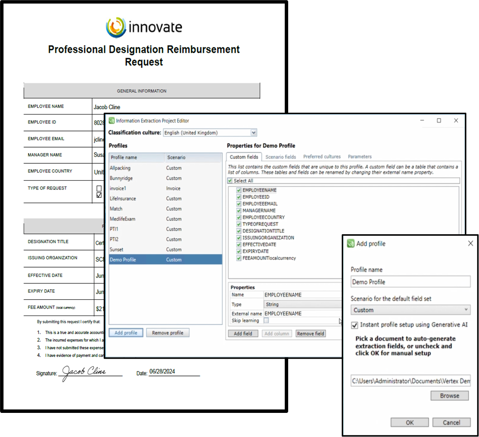 See screenshots of a capture profile that was automatically created using large language models or LLM.