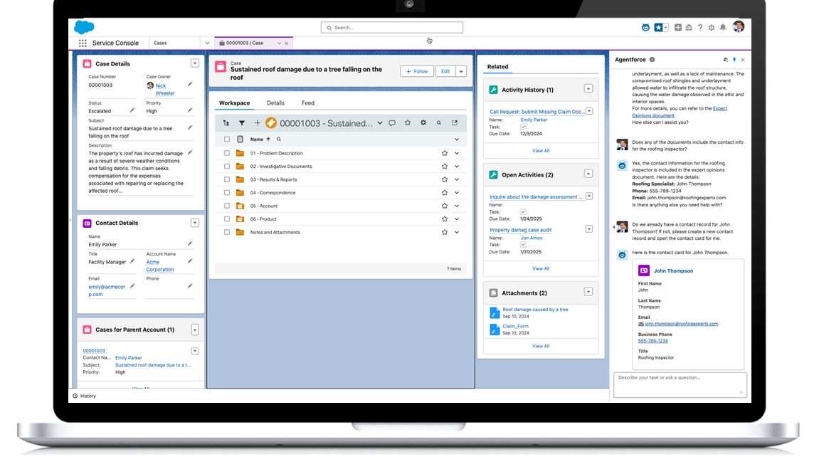 Screenshot of OpenText Content Aviator withing Salesforce Agentforce