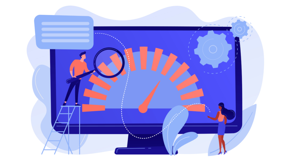 Decorative image of a monitor displaying a gauge