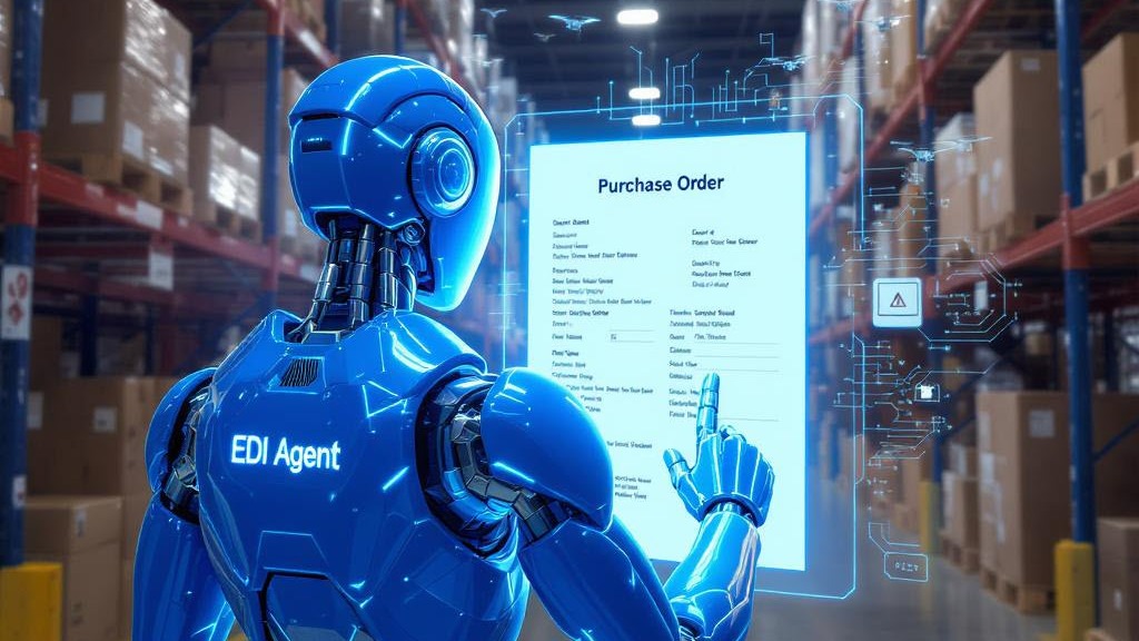 an edi agent scrolling through information in a warehouse