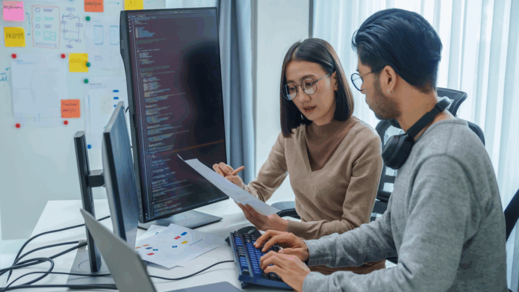 This is an image of two SOC analysts representing what they future of cybersecurity looks like