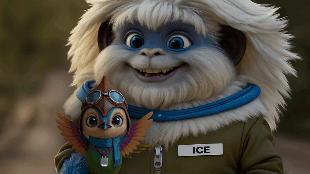 two characters standing together