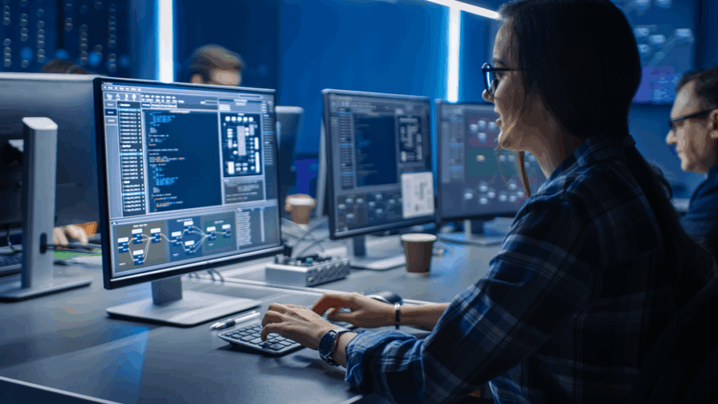 This is an image of a data owner working on a desktop with other computers in the background.