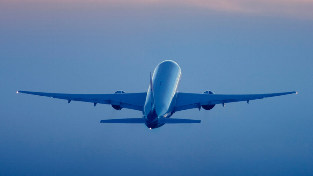 Airplane flying away