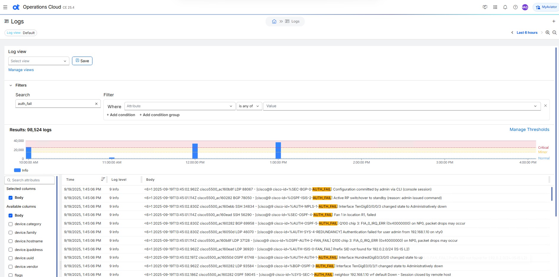 OpenText network observability log monitoring