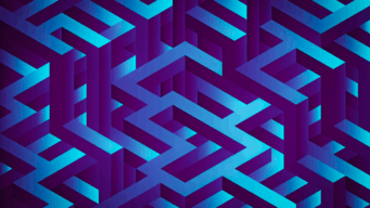 blue illustrated maze over another blue maze indicating complexity created as Atlassian cloud migration (end-of-life program), but DevOps Cloud simplifies the migration