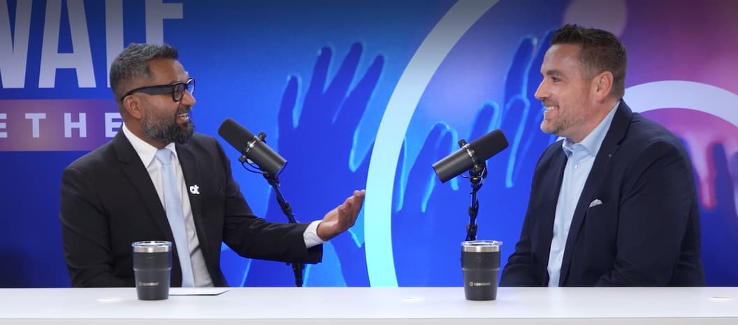 Screenshot from OpenStudio interview featuring Greg Hauser with Ajit Yohannan.