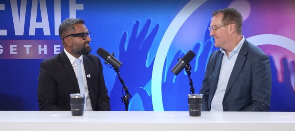 Screenshot from OpenStudio interview featuring Harals Adams with Ajit Yohannan.