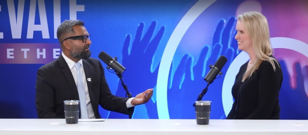 creenshot from OpenStudio interview featuring Lise Lefaive with Ajit Yohannan.