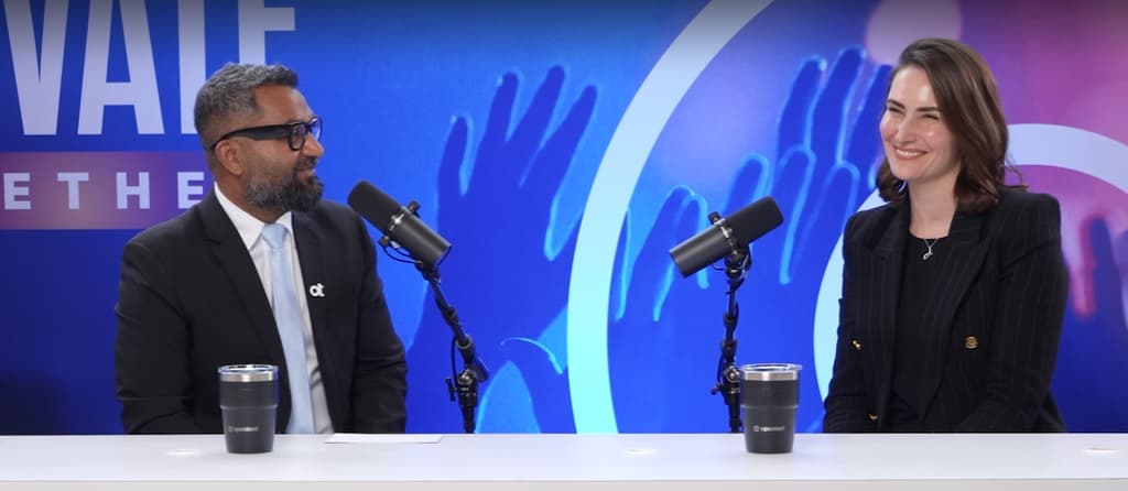 Screenshot from OpenStudio interview featuring Michelle Kelly with Ajit Yohannan.