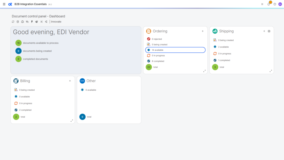 OpenText B2B Integration Essentials main page screenshot