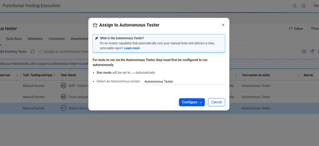 screenshot of the autonomous tester