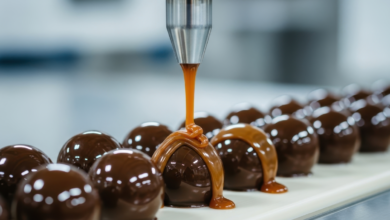 chocolate caramels on a production line indicating how Mondelēz Brazil slashed returns by 92% with intelligent supply chain orchestration