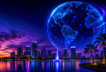dark blue background with globe showing a business network, indicating OpenText World 2026 and AI-powered B2B integration
